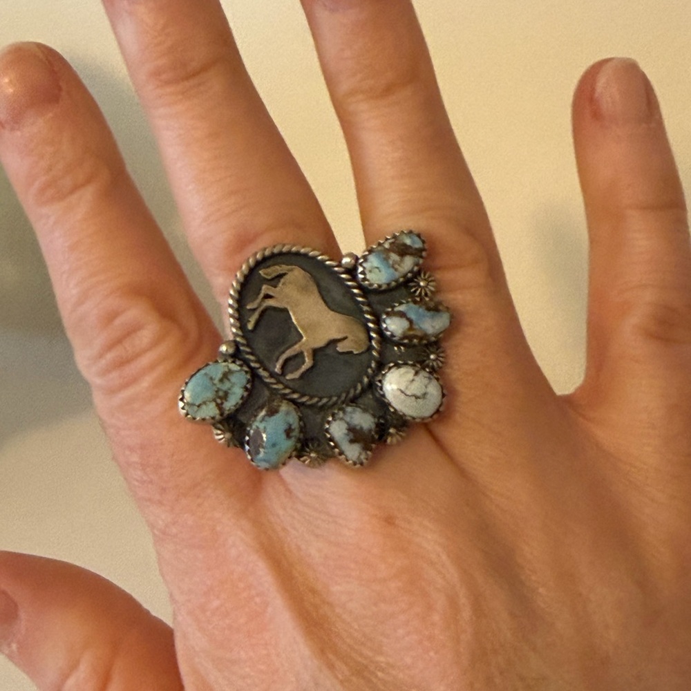 Turquoise & Sterling Silver Rodeo Ring